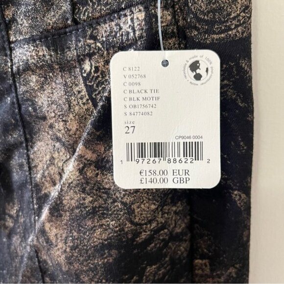 Free People Jayde Metallic Printed Flare Jeans in Black Tie Size 27 - Picture 11 of 16